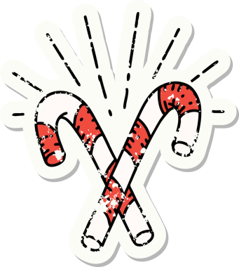 Bir insan tarafından çizilmiş eski bir dövme stili şeker kamışının etiketi.