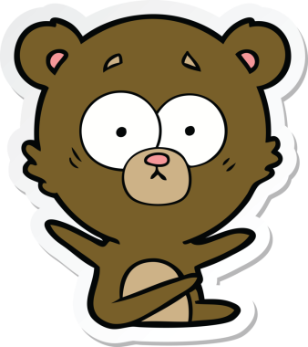 Bir insan tarafından çizilmiş şaşırmış bir ayı çizgi filminin çıkartması.