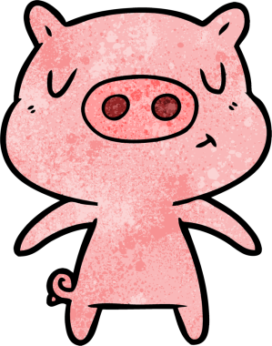 Bir insan tarafından çizilmiş çizgi film içerikli domuz.