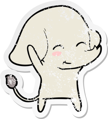 Bir insan tarafından çizilmiş şirin bir filin sıkıntılı çıkartması