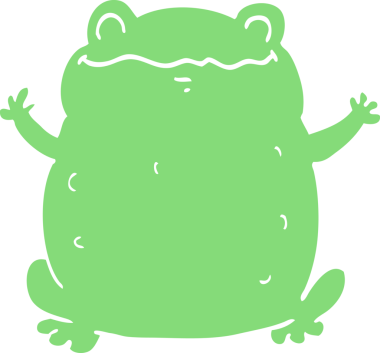 Bir insan tarafından çizilmiş düz renk çizgi film karakurbağası