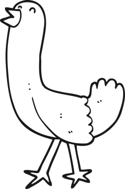 Bir insan tarafından çizilmiş çizgi film kuşu.