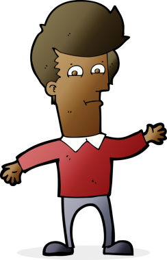 Bir insan tarafından çizilmiş çizgi film el sallayan adam.