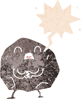 Bir insan tarafından çizilmiş, grunge 'de konuşma baloncuğu olan karikatür rock' ı.