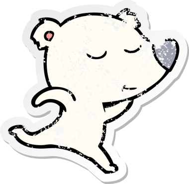 Bir insan tarafından çizilmiş mutlu bir kutup ayısının sıkıntılı çıkartması.