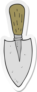 Bir insan tarafından çizilmiş karikatür bahçe malası çıkartması.