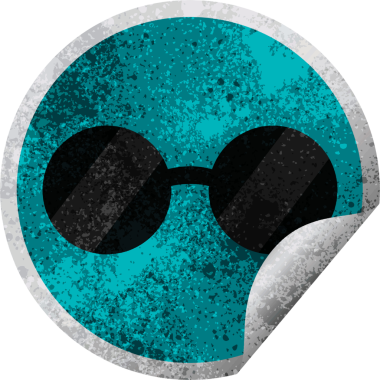 Güneş gözlüğü grafik vektör çizimi bir insan tarafından çizilmiş dairesel etiket