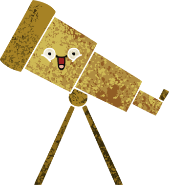 Bir insan tarafından çizilmiş bir teleskobun retro çizim tarzı karikatürü