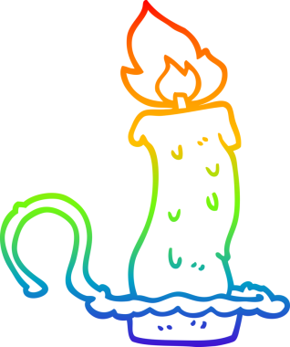 Gökkuşağı gradyan çizgi çizimi yanan cadılar bayramı mumu bir insan tarafından çizildi