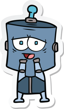 Bir insan tarafından çizilmiş robot karikatür çıkartması.