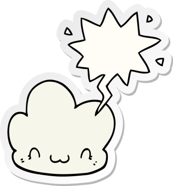 Bir insan tarafından çizilmiş balon çıkartmalı çizgi film bulutu.