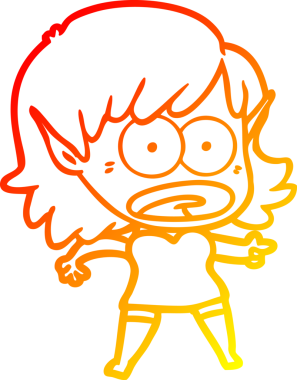 Bir çizgi film karakteri çizimi bir insan tarafından çizilmiş elf kızı şok etti.