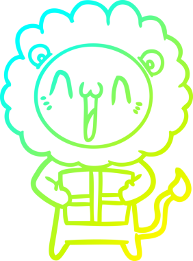 Bir insan tarafından çizilmiş mutlu çizgi film aslanı çizimi.