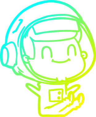 Bir insan tarafından çizilmiş mutlu bir astronot çizgi roman çizimi.