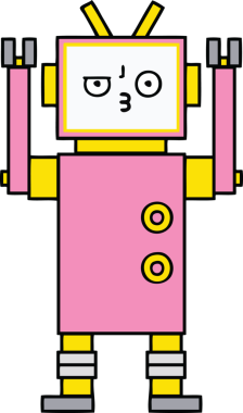 Bir insan tarafından çizilmiş sevimli bir robot karikatürü.