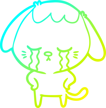 Bir insan tarafından çizilmiş ağlayan şirin bir köpek yavrusu çizimi.