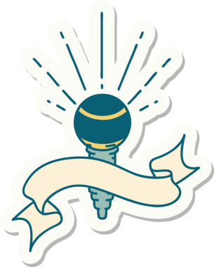 Bir insan tarafından çizilmiş dövme stili mikrofon çıkartması.