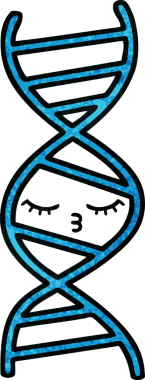 Bir insan tarafından çizilmiş DNA ipliğinin retro grunge desen karikatürü