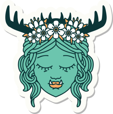 Bir insan tarafından çizilmiş bir ork Druid karakterinin çıkartması