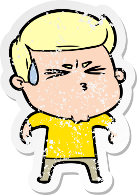 Bir insan tarafından çizilmiş sıkıntılı bir karikatür çıkartması.