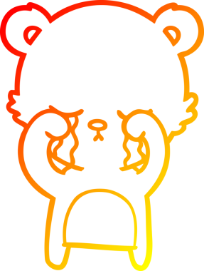 Bir insan tarafından çizilen ağlayan çizgi film ayısının sıcak çizgi çizgisi.