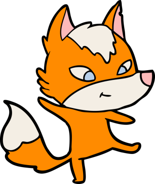 Bir insan tarafından çizilmiş tilki çizgi film karakteri