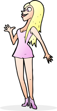 Bir insan tarafından çizilmiş pembe elbiseli bir kadın.