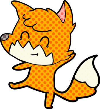 Bir insan tarafından çizilmiş çizgi film dostu tilki.