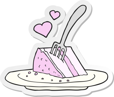 Bir insan tarafından çizilmiş güzel bir pastanın çıkartması.