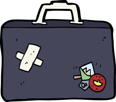 bir insan tarafından çizilmiş bir bavul.