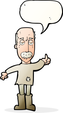 Bir insan tarafından çizilen konuşma baloncuğuyla yaşlı bir adamı sinirlendiren çizgi film.