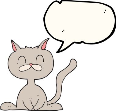 Bir insan tarafından çizilmiş serbest konuşma balonu çizgi film kedisi