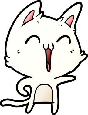 Bir insan tarafından çizilmiş mutlu çizgi film kedisi.