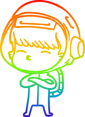 gökkuşağı gradyan çizimi bir insan tarafından çizilmiş meraklı astronot çizgi