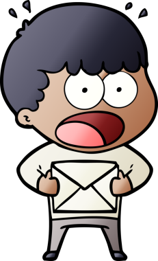 Bir insan tarafından çizilmiş bir zarfı tutan adam şok oldu.