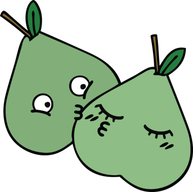 Bir insan tarafından çizilmiş yeşil armut karikatürü.