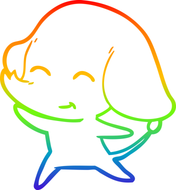 Gökkuşağı gradyan çizgisi bir insan tarafından çizilmiş şirin bir fil çizimi