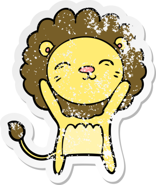 Bir insan tarafından çizilmiş karikatür aslanının sıkıntılı çıkartması.