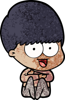 Bir insan tarafından çizilmiş mutlu çizgi film çocuğu.