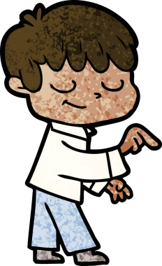 Bir insan tarafından çizilmiş mutlu çocuk çizgi filmi.