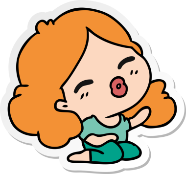 Bir insan tarafından çizilmiş kawai kızının serbest sticker karikatürü.