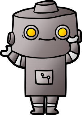 Bir insan tarafından çizilmiş çizgi film robotu