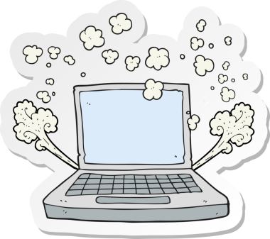 Bir insan tarafından çizilmiş bir dizüstü bilgisayarın çıkartması