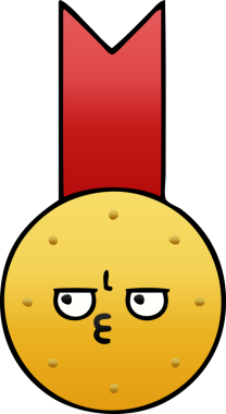 Bir insan tarafından çizilmiş altın madalyanın gölgelenmiş karikatürü.