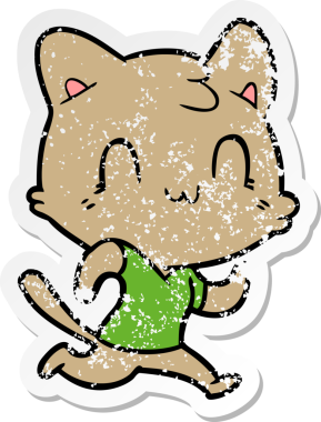 Bir insan tarafından çizilmiş mutlu bir kedinin sıkıntılı çıkartması.