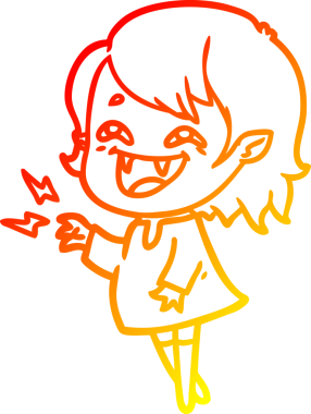 Bir insan tarafından çizilmiş gülen vampir kız çizgi filmi.