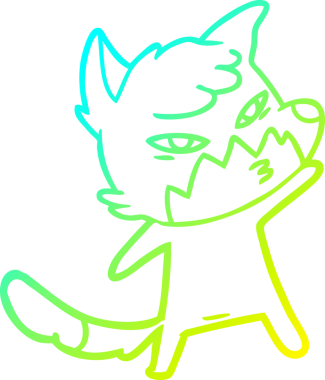 Bir insan tarafından çizilmiş akıllı bir tilkinin soğuk çizgi çizimi.