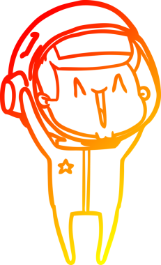 Bir insan tarafından çizilmiş mutlu bir astronotun sıcak çizgi çizimi