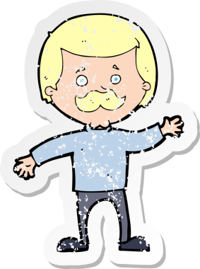 Bir insan tarafından çizilmiş, karikatür bir babanın gerilimli çıkartması.