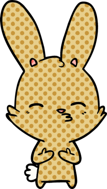 Bir insan tarafından çizilmiş meraklı tavşan çizgi filmi.